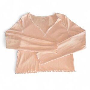 American Eagle Outfitters Ribbed Top in Soft Peach